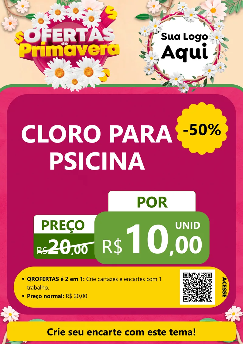 Modelo de Cartaz para Cartaz A4 Vertical com o tema Ofertas de Primavera para Produtos para Piscina