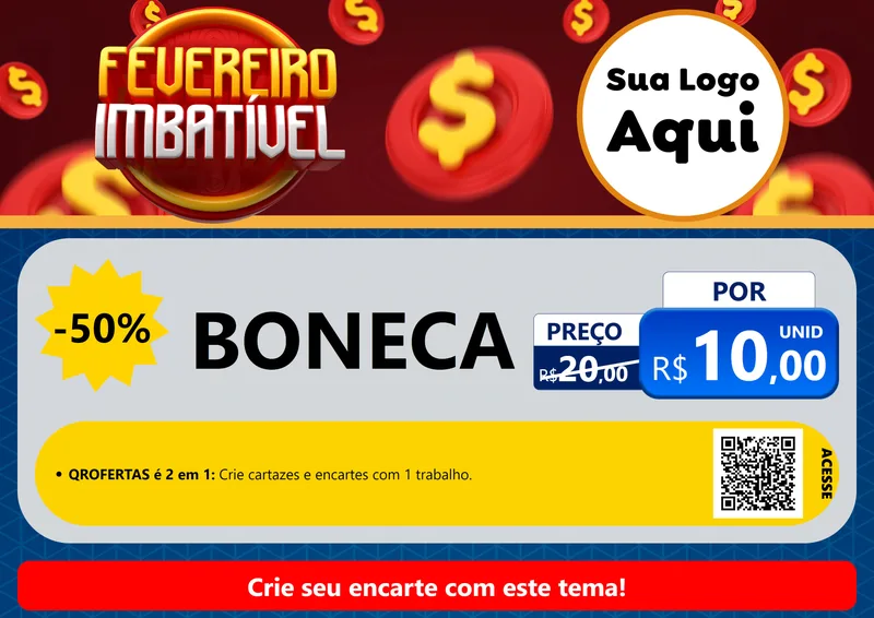 Modelo de Cartaz para Cartaz A4 Horizontal com o tema Fevereiro Imbatível para Brinquedos