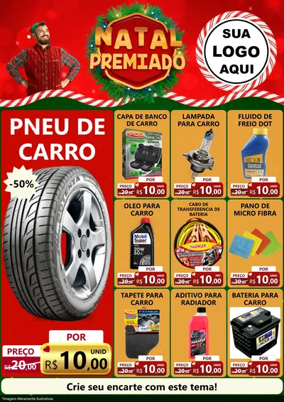 Modelo de Encarte para Encarte A4 Vertical com o tema Natal Premiado para Auto peças