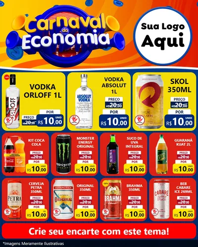 Modelo de Rede Social para Feed Instagram com o tema Carnaval da Economia para Distribuidora de bebidas