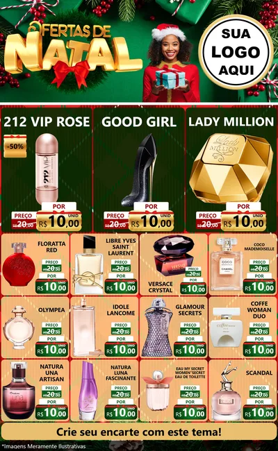 Modelo de Encarte para Encarte Grande com o tema Ofertas de Natal para Perfumes