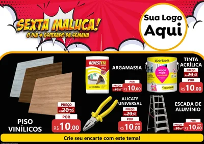 Modelo de Encarte para Encarte A4 Horizontal com o tema Sexta Maluca! para Material para Construção