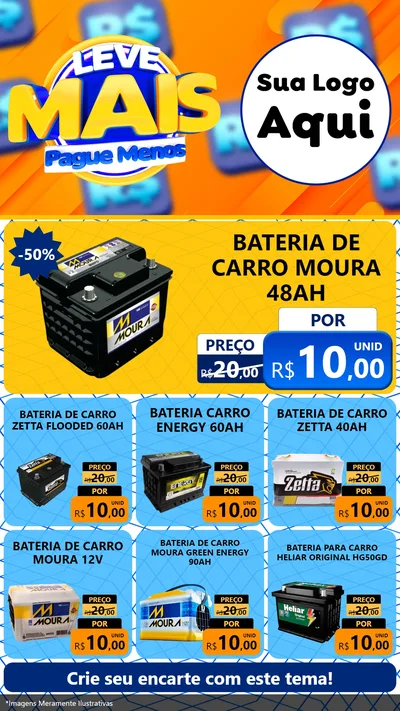 Modelo de Rede Social para Stories com o tema Leve Mais, Pague Menos para Baterias Elétricas