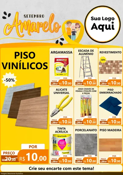 Modelo de Encarte para Encarte A4 Vertical com o tema Setembro Amarelo para Material para Construção