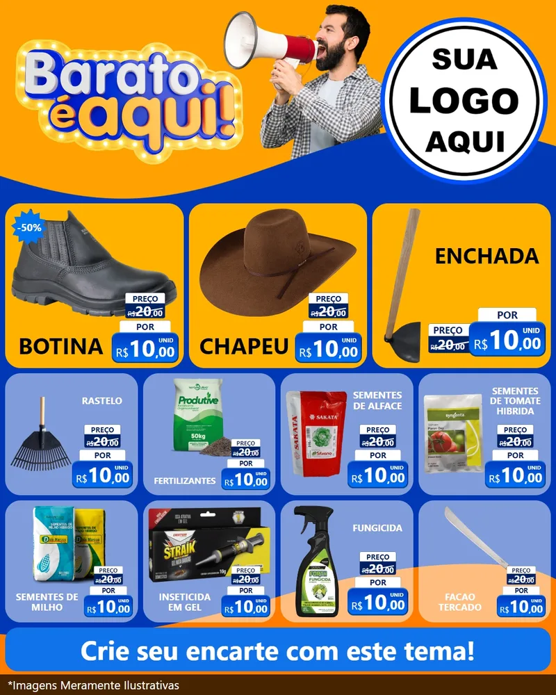 Modelo de Rede Social para Feed Instagram com o tema Barato é aqui para Agropecuária