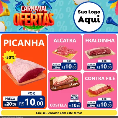 Modelo de Rede Social para Feed Facebook com o tema Carnaval de Ofertas para Açougue