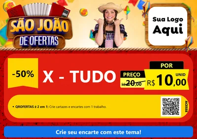 Modelo de Cartaz para Cartaz A4 Horizontal com o tema São João de Ofertas para Hamburgueria
