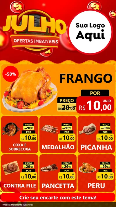 Modelo de Rede Social para Stories com o tema Julho Ofertas Imbatíveis para Assados