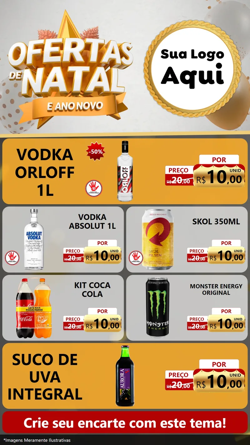 Modelo de TV para TV Vertical com o tema Ofertas De Natal E Ano Novo para Distribuidora de bebidas