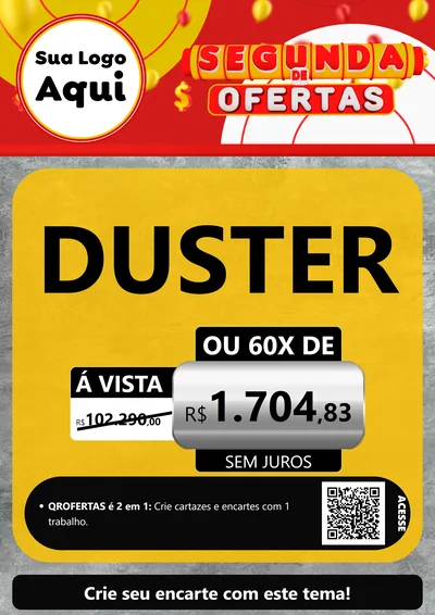 Modelo de Cartaz para Cartaz A4 Vertical com o tema Segunda de Ofertas para Concessionaria de Carros