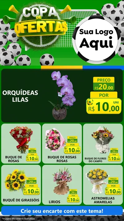 Modelo de Rede Social para Stories com o tema Copa De Ofertas para Floricultura e jardim