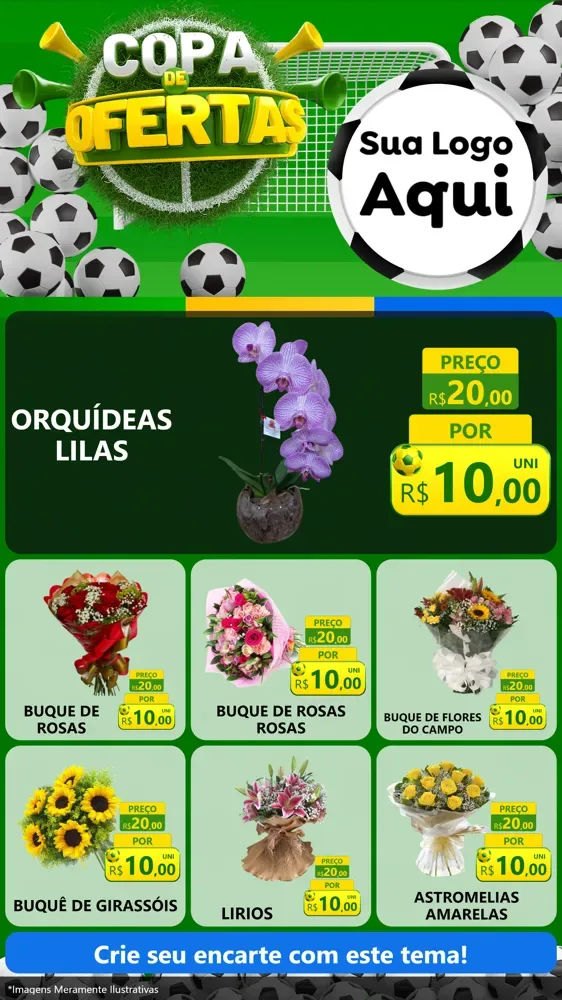 Modelo de Rede Social para Stories com o tema Copa De Ofertas para Floricultura e jardim