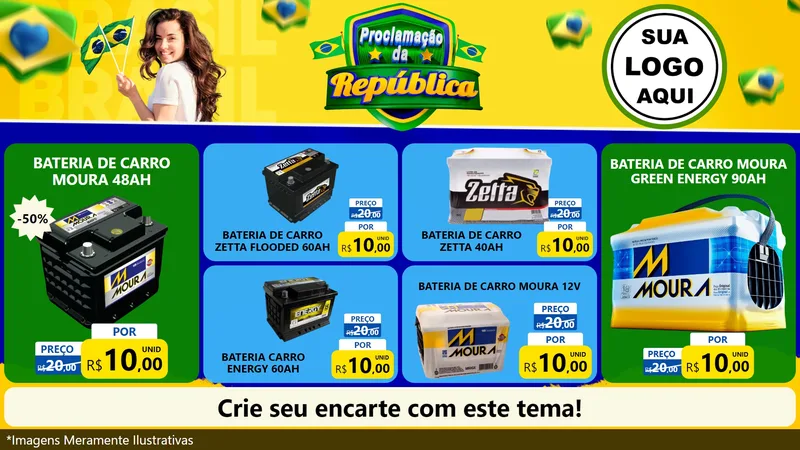 Modelo de TV para TV Horizontal com o tema Proclamação da República para Baterias Elétricas