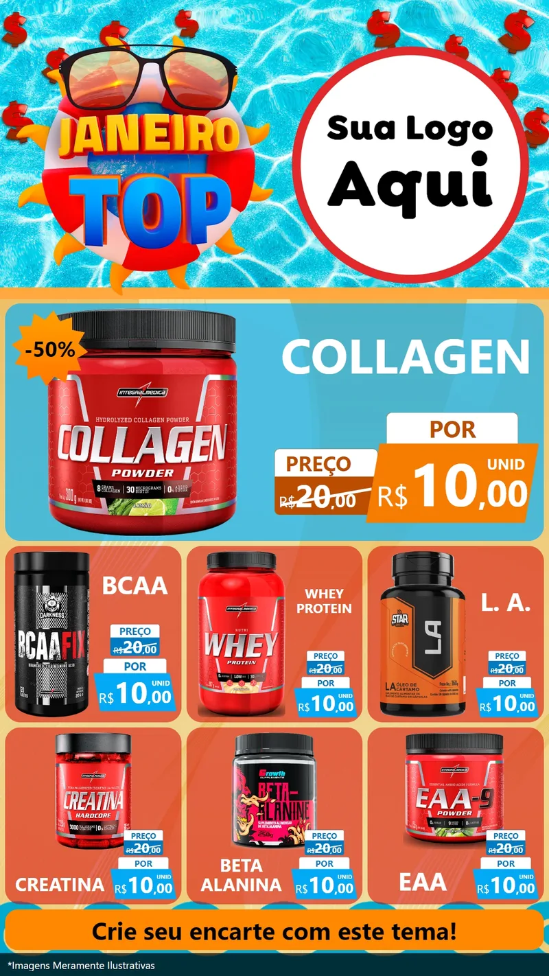 Modelo de Rede Social para Stories com o tema Janeiro Top para Suplementos alimentares