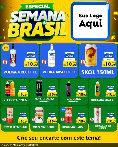 Modelo de Rede Social para Feed Instagram com o tema Especial Semana do Brasil para Distribuidora de bebidas