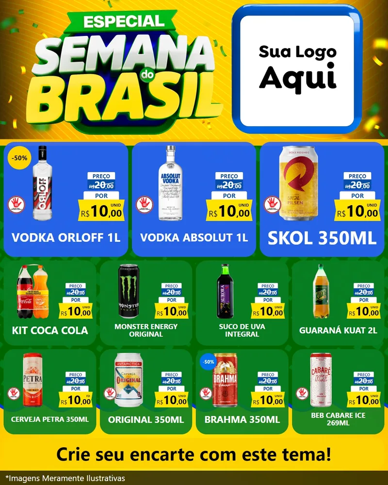 Modelo de Rede Social para Feed Instagram com o tema Especial Semana do Brasil para Distribuidora de bebidas