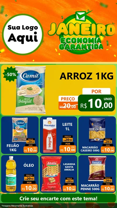 Modelo de Rede Social para Stories com o tema Janeiro - Economia Garantida para Supermercado