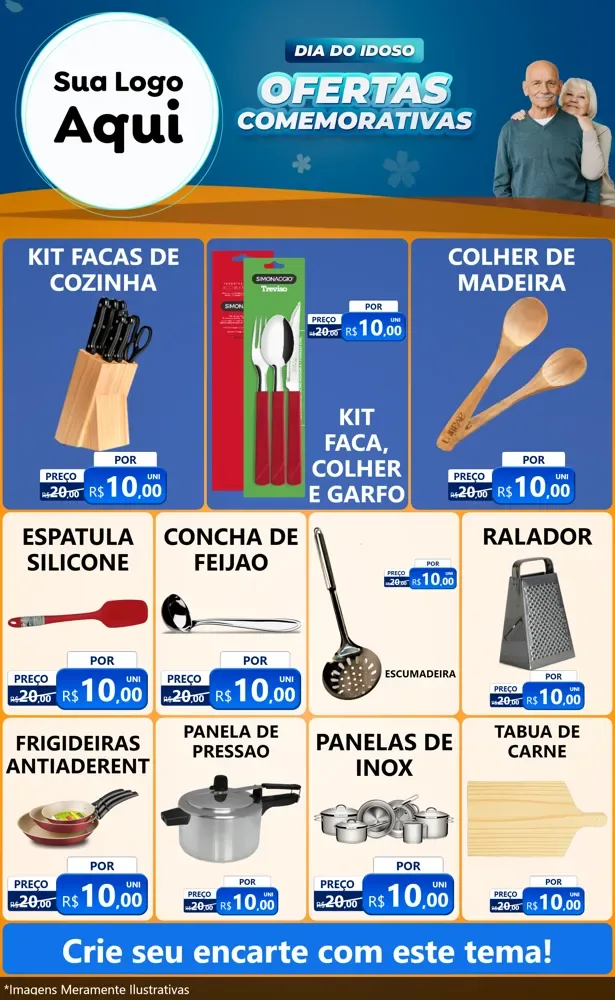 Modelo de Encarte para Encarte Grande com o tema Dia do Idoso para Utilidades Domésticas