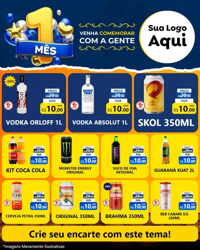 Modelo de Rede Social para Feed Instagram com o tema Um Mês de Aniversário para Distribuidora de bebidas
