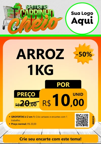 Modelo de Cartaz para Cartaz A4 Vertical com o tema Semana Carrinho Cheio para Supermercado