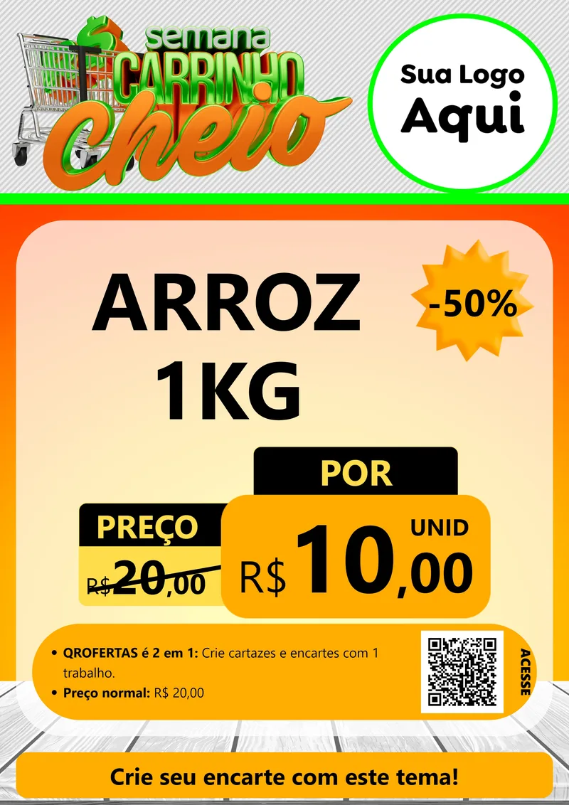 Modelo de Cartaz para Cartaz A4 Vertical com o tema Semana Carrinho Cheio para Supermercado