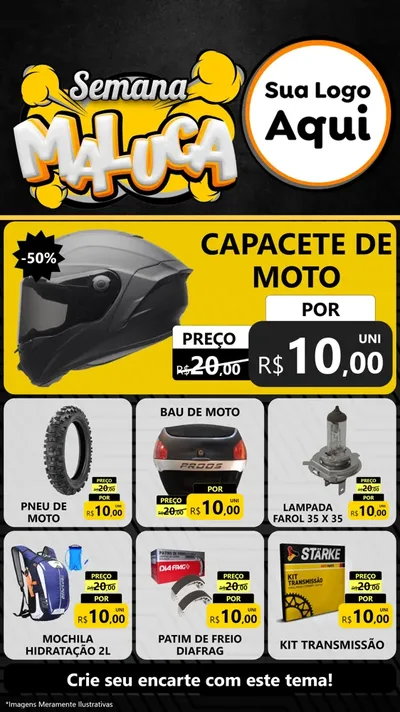 Modelo de Rede Social para Stories com o tema Semana Maluca para Moto peças