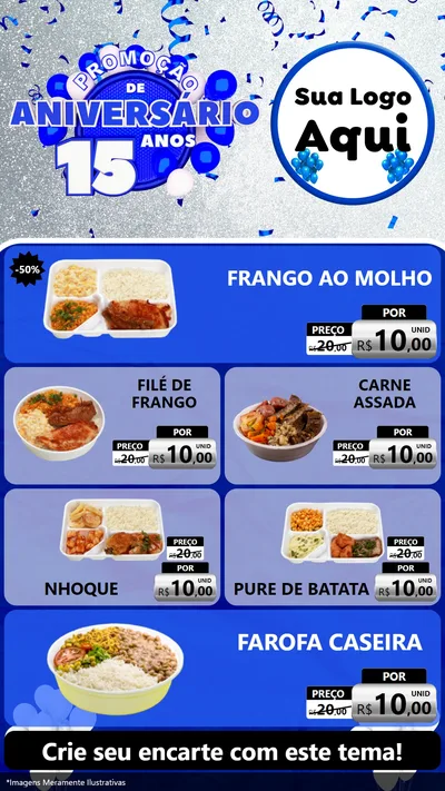 Modelo de TV para TV Vertical com o tema Promoção de Aniversário - 15 Anos para Restaurante