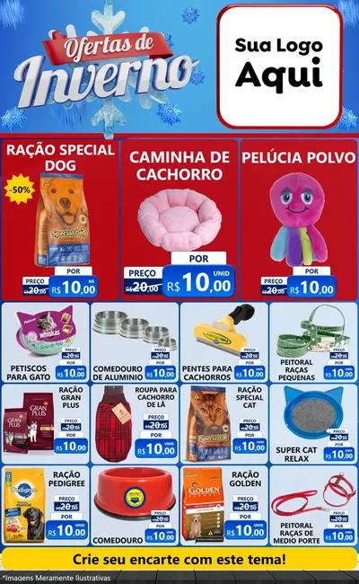 Modelo de Encarte para Encarte Grande com o tema Ofertas de Inverno para Pet Shop