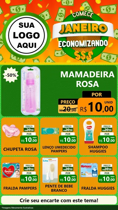 Modelo de Rede Social para Stories com o tema Comece Janeiro Economizando para Bebês