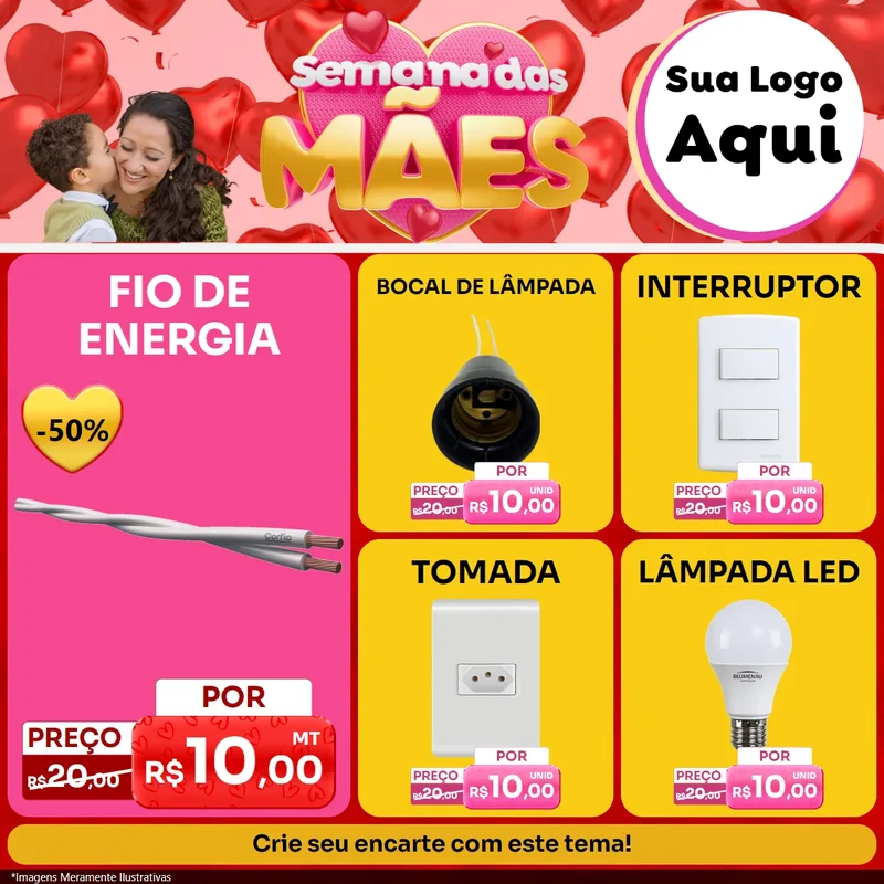 Modelo de Rede Social para Feed Facebook com o tema Semana Das Mães para Materiais Elétricos