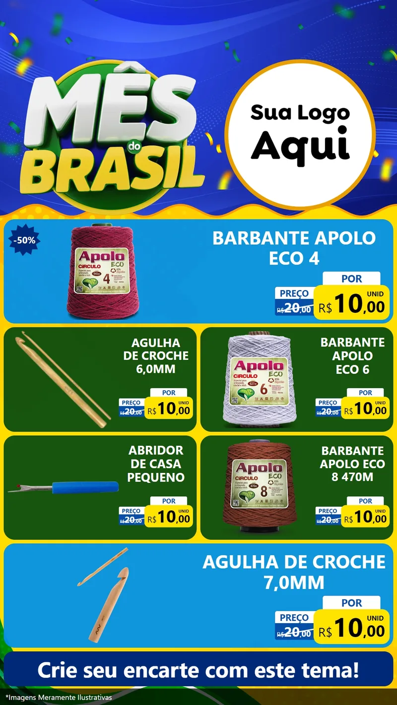 Modelo de TV para TV Vertical com o tema Mês do Brasil para Armarinho e Aviamentos