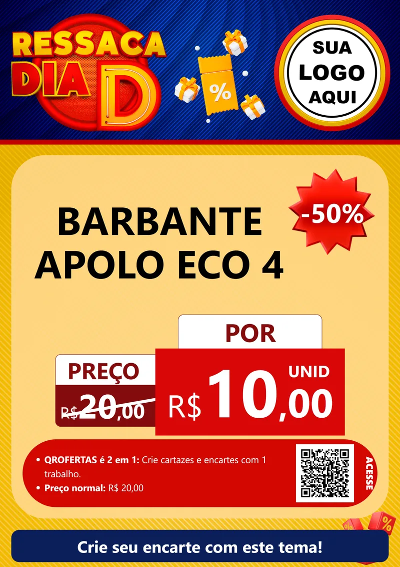Modelo de Cartaz para Cartaz A4 Vertical com o tema Ressaca Dia D para Armarinho e Aviamentos