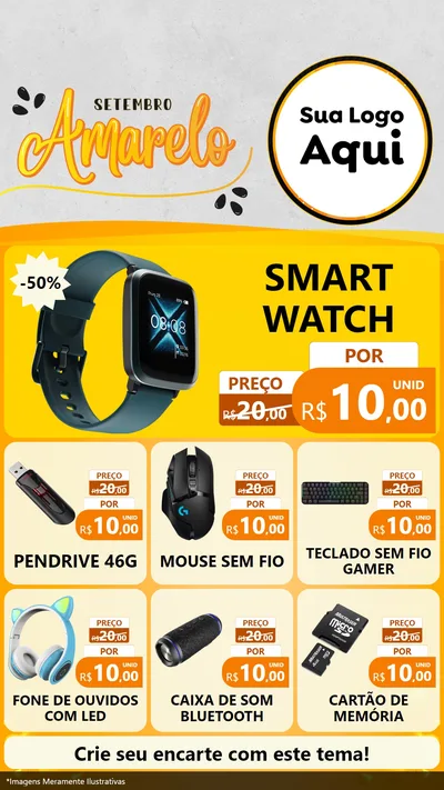 Modelo de Rede Social para Stories com o tema Setembro Amarelo para Informática
