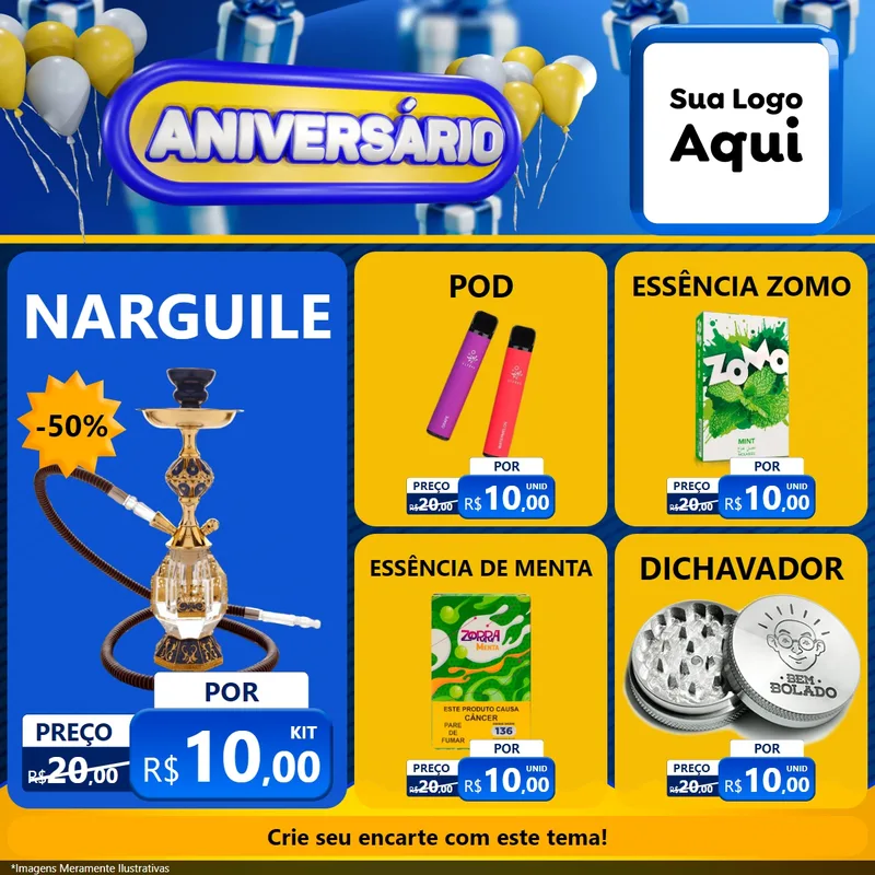 Modelo de Rede Social para Feed Facebook com o tema Aniversário para Tabacaria