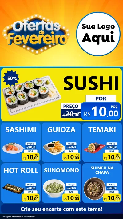 Modelo de Rede Social para Stories com o tema Ofertas de Fevereiro para Comida japonesa