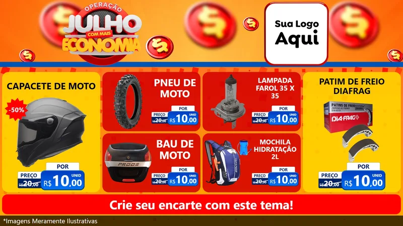 Modelo de TV para TV Horizontal com o tema Operação Julho Com Mais Economia para Moto peças