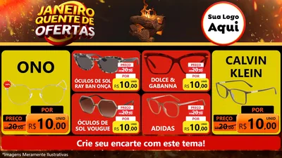Modelo de TV para TV Horizontal com o tema Janeiro Quente de Ofertas para Óticas
