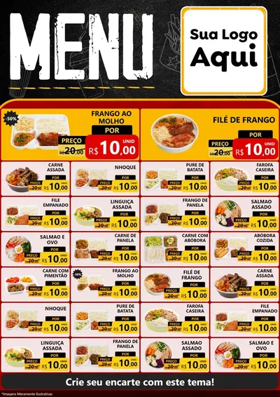 Modelo de Encarte para Encarte A4 Vertical com o tema Menu para Restaurante