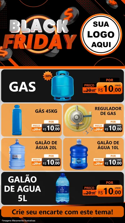 Modelo de TV para TV Vertical com o tema Black Friday para Água e gás