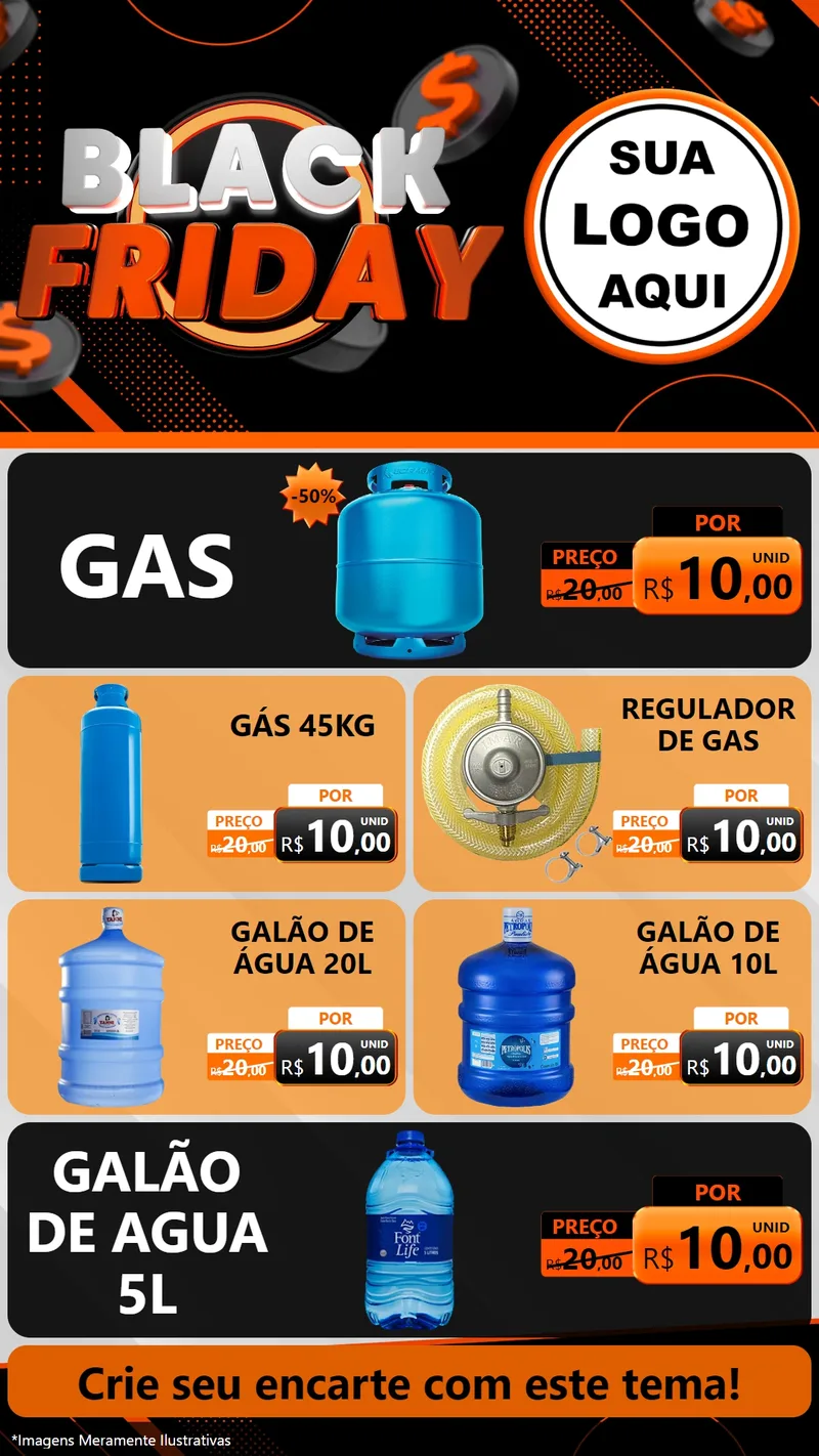 Modelo de TV para TV Vertical com o tema Black Friday para Água e gás