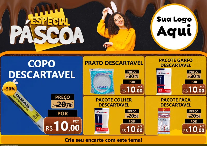 Modelo de Encarte para Encarte A4 Horizontal com o tema Especial Páscoa para Embalagens