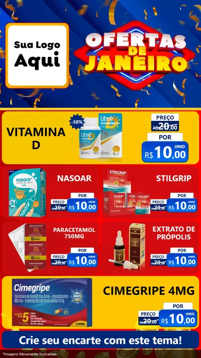 Modelo de TV para TV Vertical com o tema Ofertas de Janeiro para Farmácia