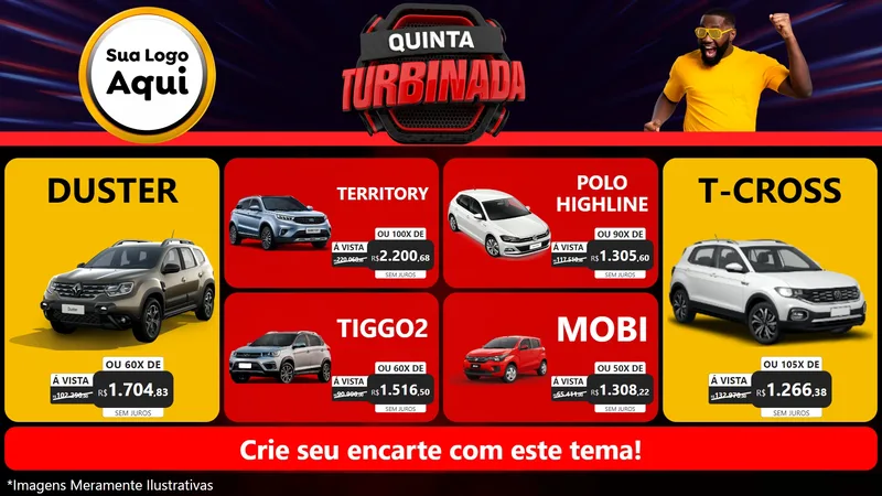 Modelo de TV para TV Horizontal com o tema Quinta Turbinada para Concessionaria de Carros