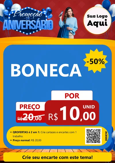 Modelo de Cartaz para Cartaz A4 Vertical com o tema Promoção de Aniversário para Brinquedos