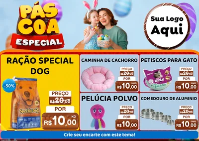 Modelo de Encarte para Encarte A4 Horizontal com o tema Páscoa Especial para Pet Shop