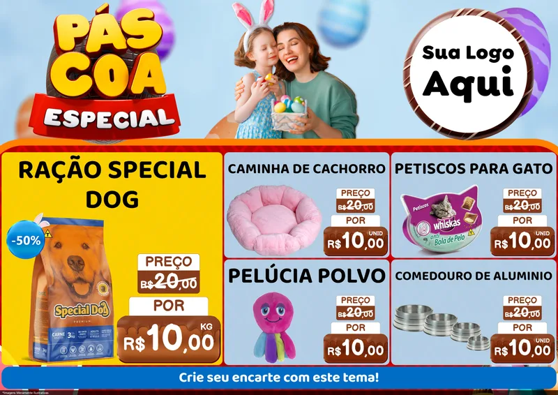 Modelo de Encarte para Encarte A4 Horizontal com o tema Páscoa Especial para Pet Shop