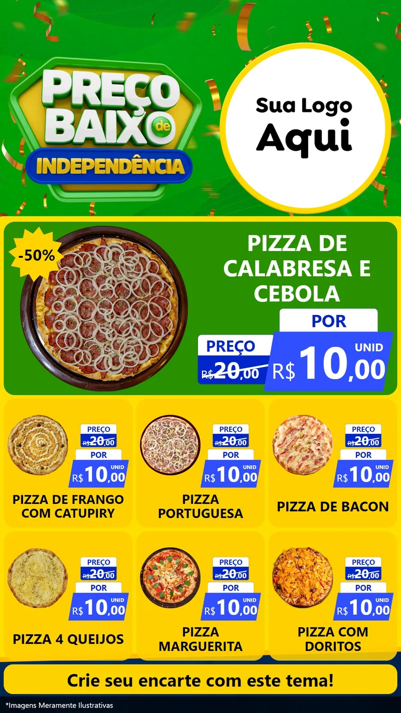 Modelo de Rede Social para Stories com o tema Preço Baixo de Independência para Pizzaria