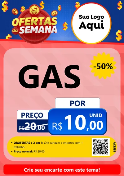 Modelo de Cartaz para Cartaz A4 Vertical com o tema Ofertas Da Semana para Água e gás