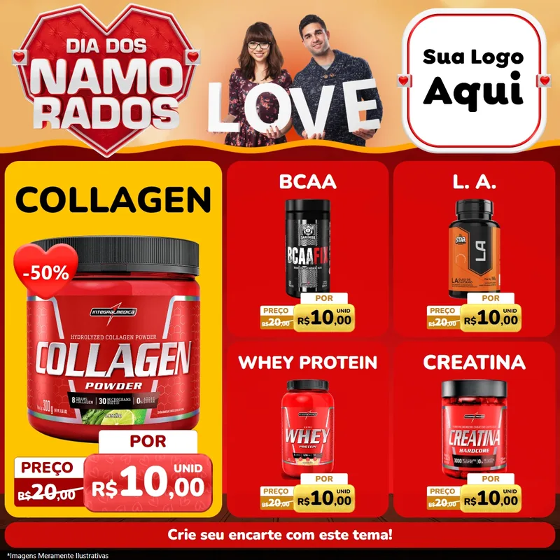 Modelo de Rede Social para Feed Facebook com o tema Dia dos Namorados para Suplementos alimentares