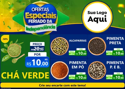 Modelo de Encarte para Encarte A4 Horizontal com o tema Ofertas Especiais Feriado da Independência para Produtos Naturais